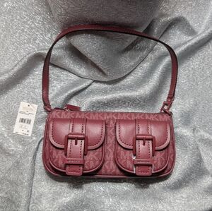 NWT Michael Kors Zoe Small Convertible Pouchette Shoulder Bag In Crimson Red